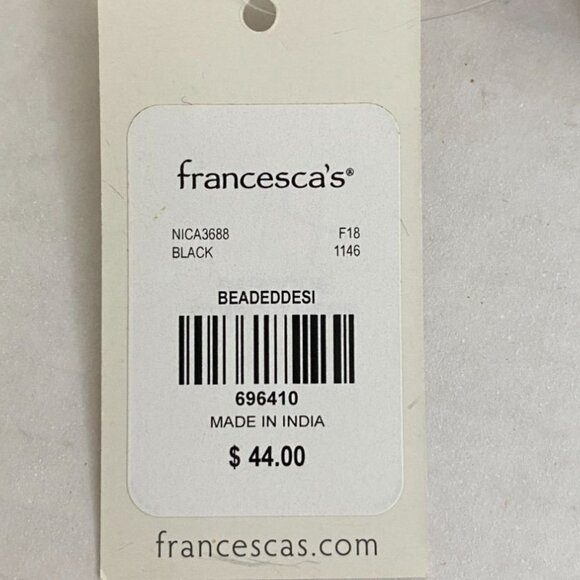 NWT Womens Black & Gold Glass Beaded Small Clutch Bag with Chain Handle Boho - Picture 8 of 9